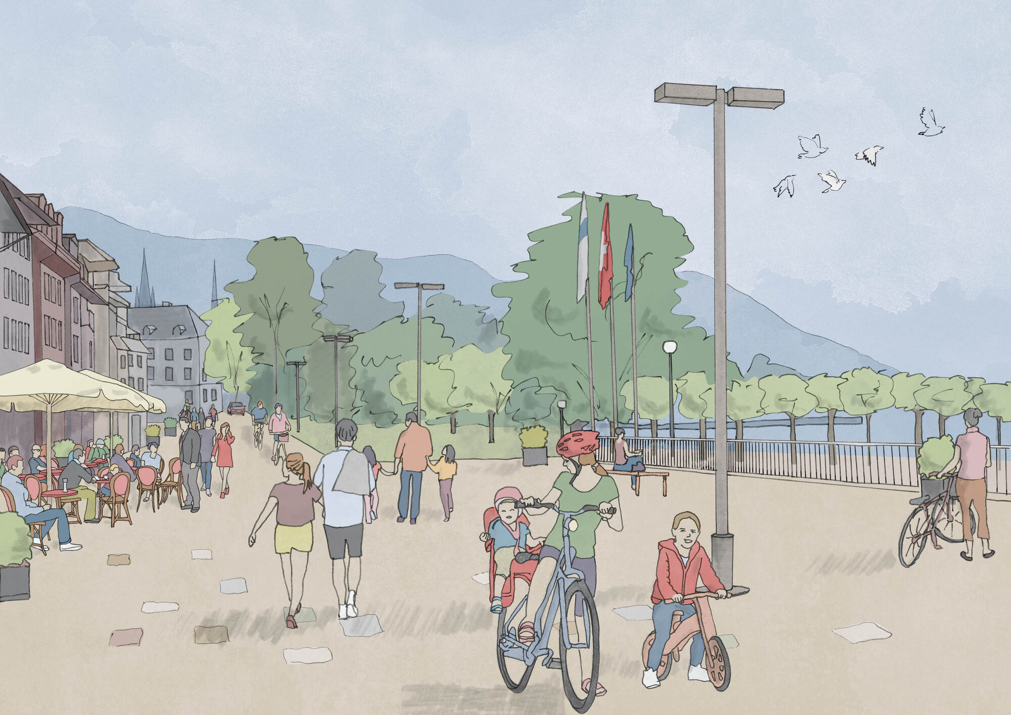 Visualisierung Vorstadt Zug nach Bau der Umfahrung